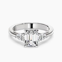 Ringlamour Emerald Cut Three Stone Moissanite Engagement Ring