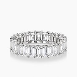 Ringlamour Eternity Emerald Cut Moissanite Wedding Band