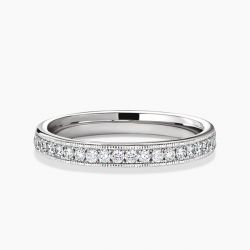Ringlamour Milgrain Round Cut Moissanite Half Eternity Wedding Band