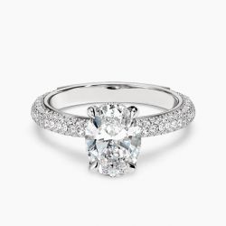 Ringlamour Oval Cut Moissanite Engagement Ring Hidden Halo