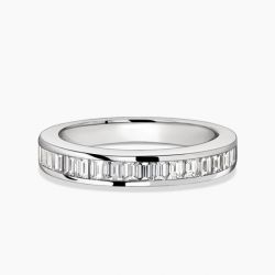 Ringlamour Channel Set Baguette Cut Moissanite Half Eternity Band