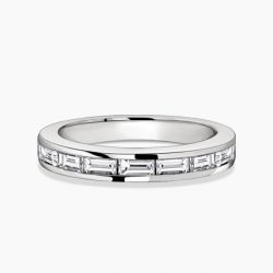 Ringlamour Channel Set Baguette Cut Moissanite Half Eternity Band