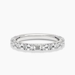 Ringlamour Pave Setting Emerald Cut Moissanite Wedding Band