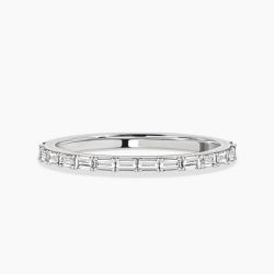 Ringlamour Pave Setting Baguette Moissanite Half Eternity Band
