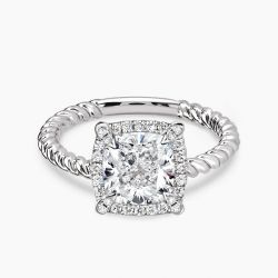 Ringlamour Twsit Cushion Cut Moissanite Halo Engagement Ring