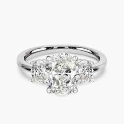 Ringlamour Oval Three Stone Moissanite Engagement Ring