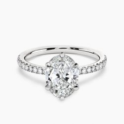 Ringlamour 6 Prong Oval Cut Moissanite Engagement Ring