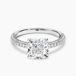Ringlamour Pavé Dome Cushion Cut Moissanite Engagement Ring