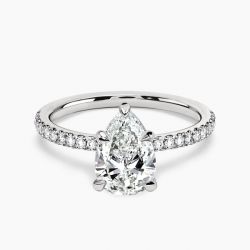 Ringlamour Pear Cut Moissanite Accented Engagement Ring