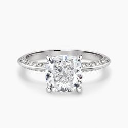 Ringlamour Knife-Edge Cushion Cut Moissanite Engagement Ring