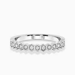 Ringlamour Hexagon Round Cut Moissanite Half Eternity Band