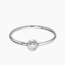 Ringlamour Round Moissanite Solitaire Wedding Band Stackable Ring