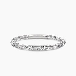 Ringlamour Twist Rope Moissanite Half Eternity Band Stackable Ring