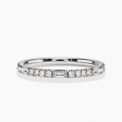 Ringlamour Baguette & Round Cut Moissanite Half Eternity Band