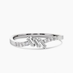 Ringlamour Baguette Cut Moissanite Curved Ring Engagement Ring