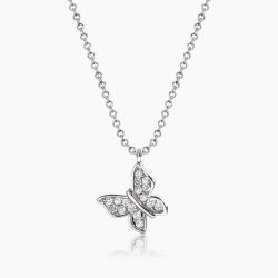 Ringlamour Round Cut Moissanite Butterfly Pendant Necklace