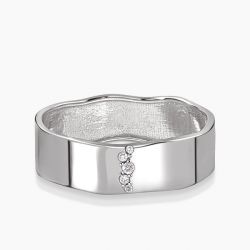Ringlamour Round Moissanite Wavy Wedding Band Stackable Ring