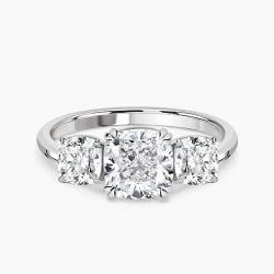 Ringlamour Cushion Cut Moissanite Three Stone Engagement Ring