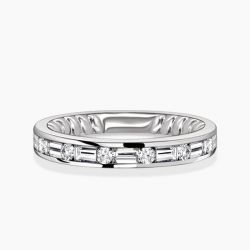 Ringlamour Baguette & Round Cut Moissanite Half Eternity Band