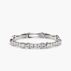 Ringlamour Moissanite Half Eternity Band Stackable Bone Ring