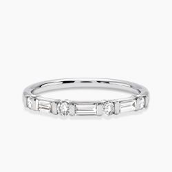 Ringlamour Baguette & Round Cut Moissanite Half Eternity Band