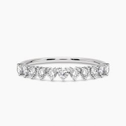 Ringlamour 3 Prong Round Moissanite Half Eternity Wedding Band