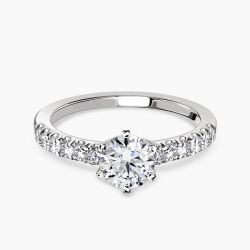 Ringlamour 6 Prong Round Cut Moissanite Engagement Ring