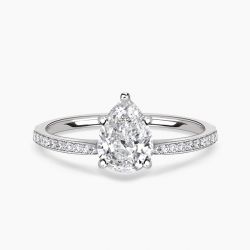 Ringlamour 5 Prong Pear Cut Moissanite Engagement Ring