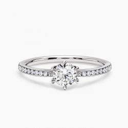 Ringlamour 6 Prong Round Cut Moissanite Engagement Ring