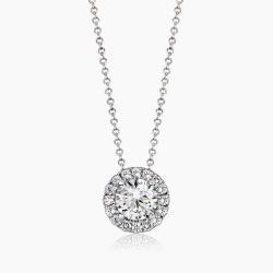Ringlamour Round Cut Moissanite Halo Pendant Necklace