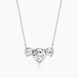 Ringlamour Round Cut Moissanite Three Stone Pendant Necklace