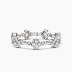 Ringlamour Clover Round Cut Moissanite Eternity Wedding Band