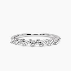 Ringlamour 7 Stone Slanted Baguette Cut Moissanite Wedding Band