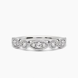 Ringlamour Milgrain Round Cut Moissanite Wedding Band