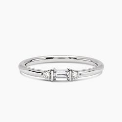 Ringlamour Baguette & Round Cut Moissanite Wedding Band Stackable Ring
