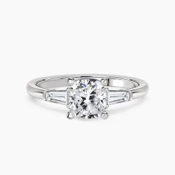 Ringlamour Cushion Cut Moissanite Three Stone Engagement Ring