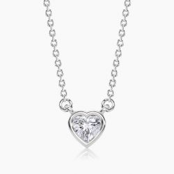 Ringlamour Bezel Heart Moissanite Solitaire Pendant Necklace