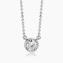 Ringlamour Bezel Round Moissanite Solitaire Pendant Necklace