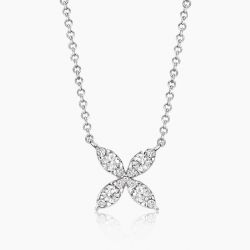 Ringlamour Round Cut Moissanite Flora Pendant Necklace
