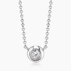 Ringlamour Bezel Setting Round Moissanite Pendant Necklace