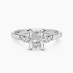 Ringlamour Radiant Cut Moissanite Three Stone Engagement Ring