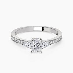 Ringlamour Radiant Cut Three Stone Moissanite Engagement Ring