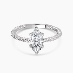 Ringlamour Cable Marquise Cut Moissanite Solitaire Engagement Ring