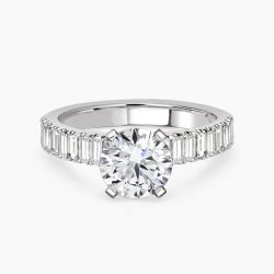 Ringlamour Round & Baguette Cut Moissanite Engagement Ring