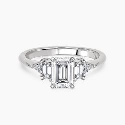 Ringlamour Emerald Cut Moissanite Five Stone Engagement Ring