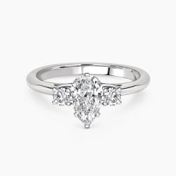 Ringlamour Pear Cut Moissanite Three Stone Engagement Ring