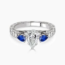 Ringlamour Milgrain Pear Cut Moissanite Engagement Ring