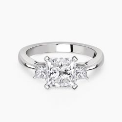 Ringlamour Princess Cut Moissanite Three Stone Engagement Ring
