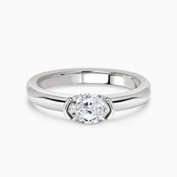 Ringlamour East-West Oval Moissanite Solitaire Engagement Ring