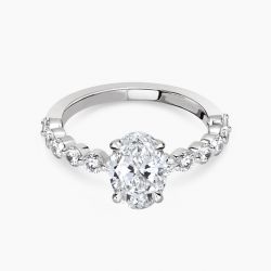 Ringlamour Oval Cut Moissanite Engagement Ring Hidden Halo